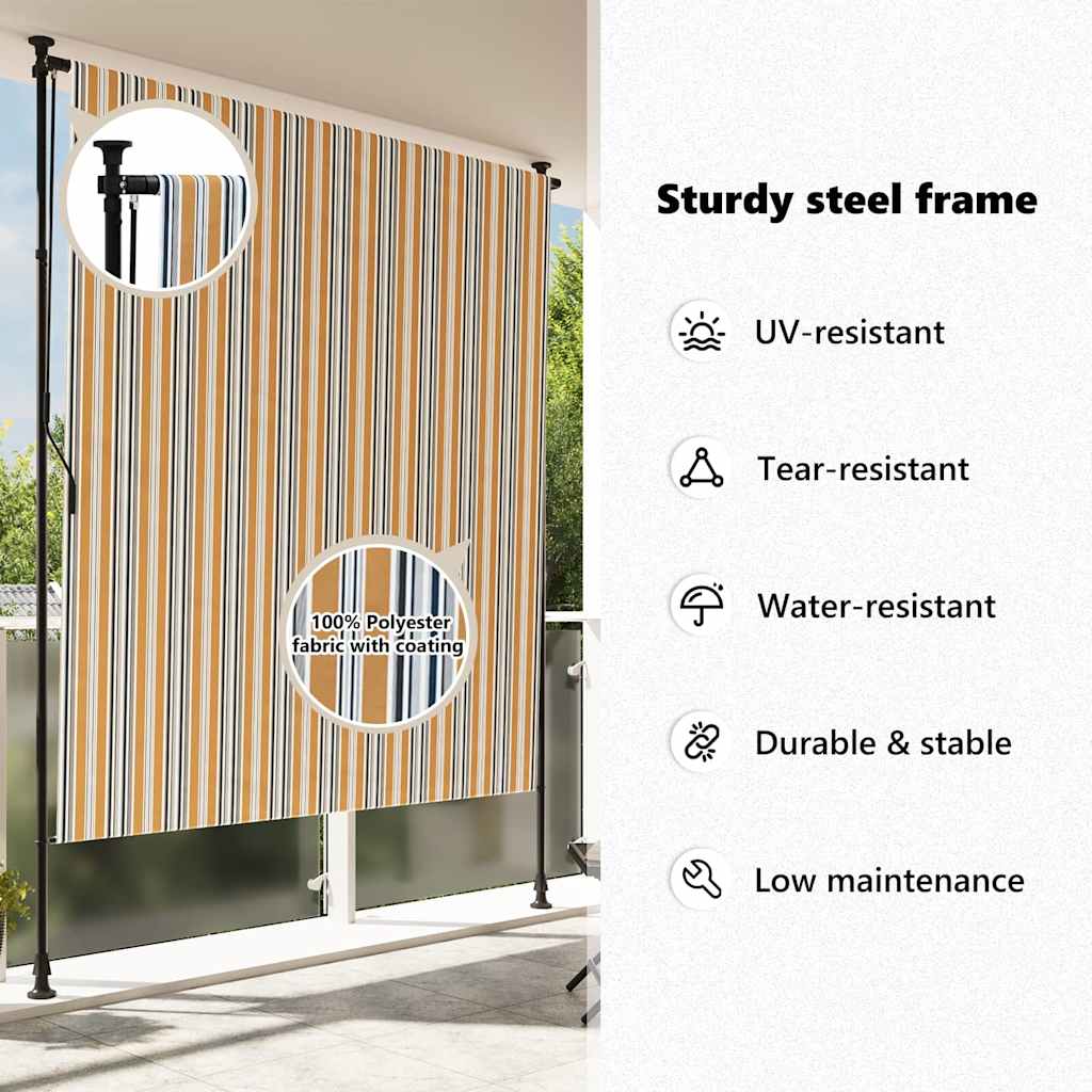 vidaXL Στόρι Ρόλερ Εξ. Χώρου Κίτρινο/Λευκό 150x270 εκ. Ύφασμα/Ατσάλι