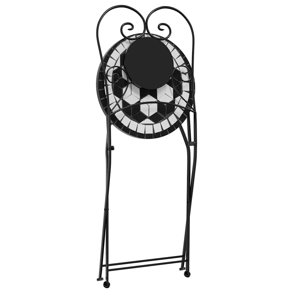 vidaXL Σετ Bistro «Μωσαϊκό» Μαύρο/Λευκό Σίδηρος και Κεραμικό