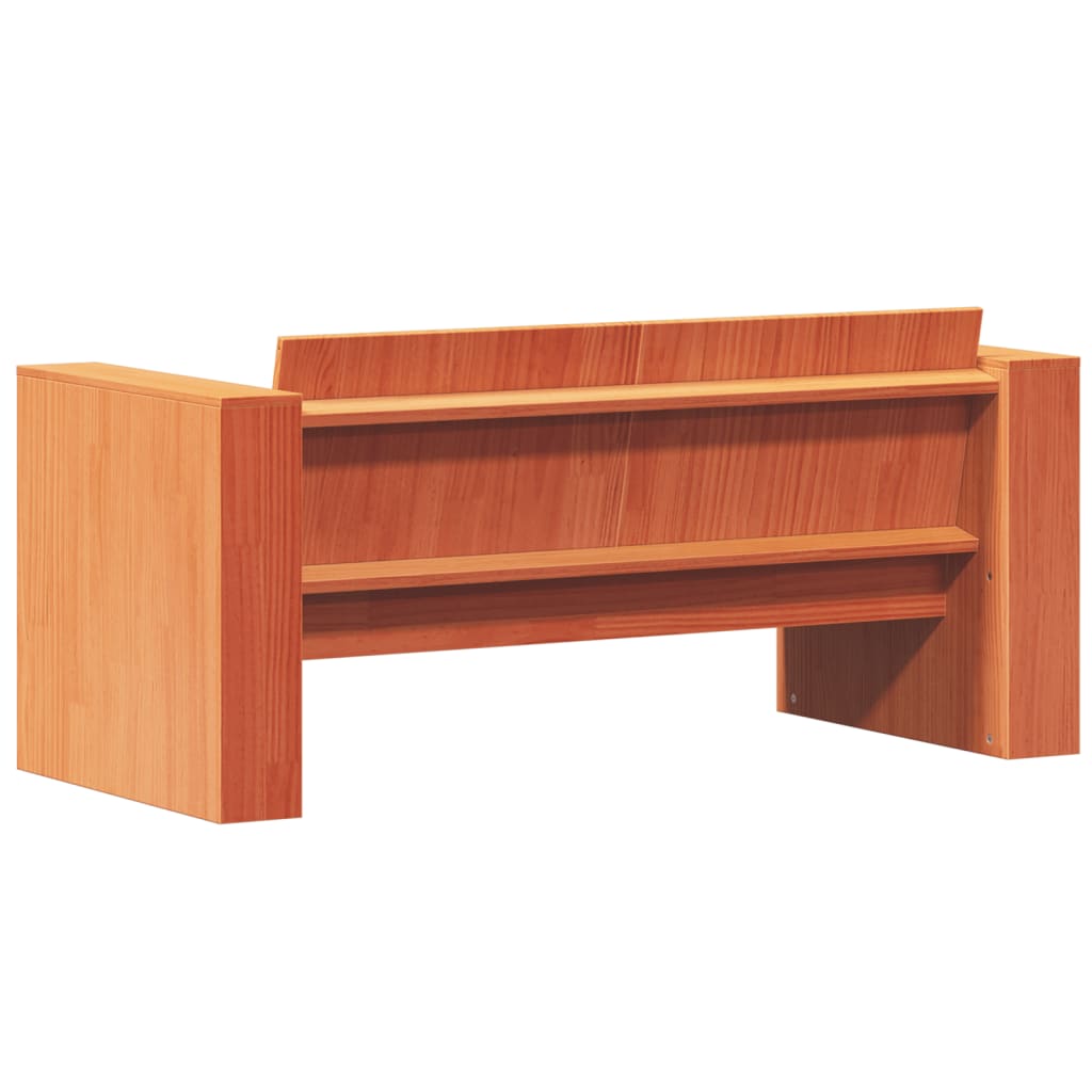 vidaXL Καναπές Κήπου Διθέσιος Καφέ 134x60x62 εκ. Μασίφ Ξύλο Πεύκου