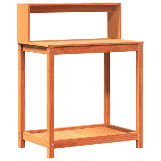 vidaXL Τραπέζι Κηπουρικής με Ράφια Καφέ 82,5x50x109,5 εκ. Μασίφ Πεύκο