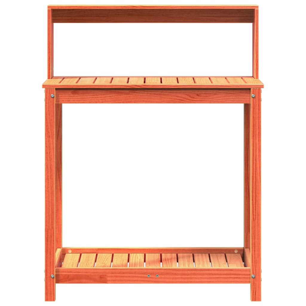 vidaXL Τραπέζι Κηπουρικής με Ράφια Καφέ 82,5x50x109,5 εκ. Μασίφ Πεύκο