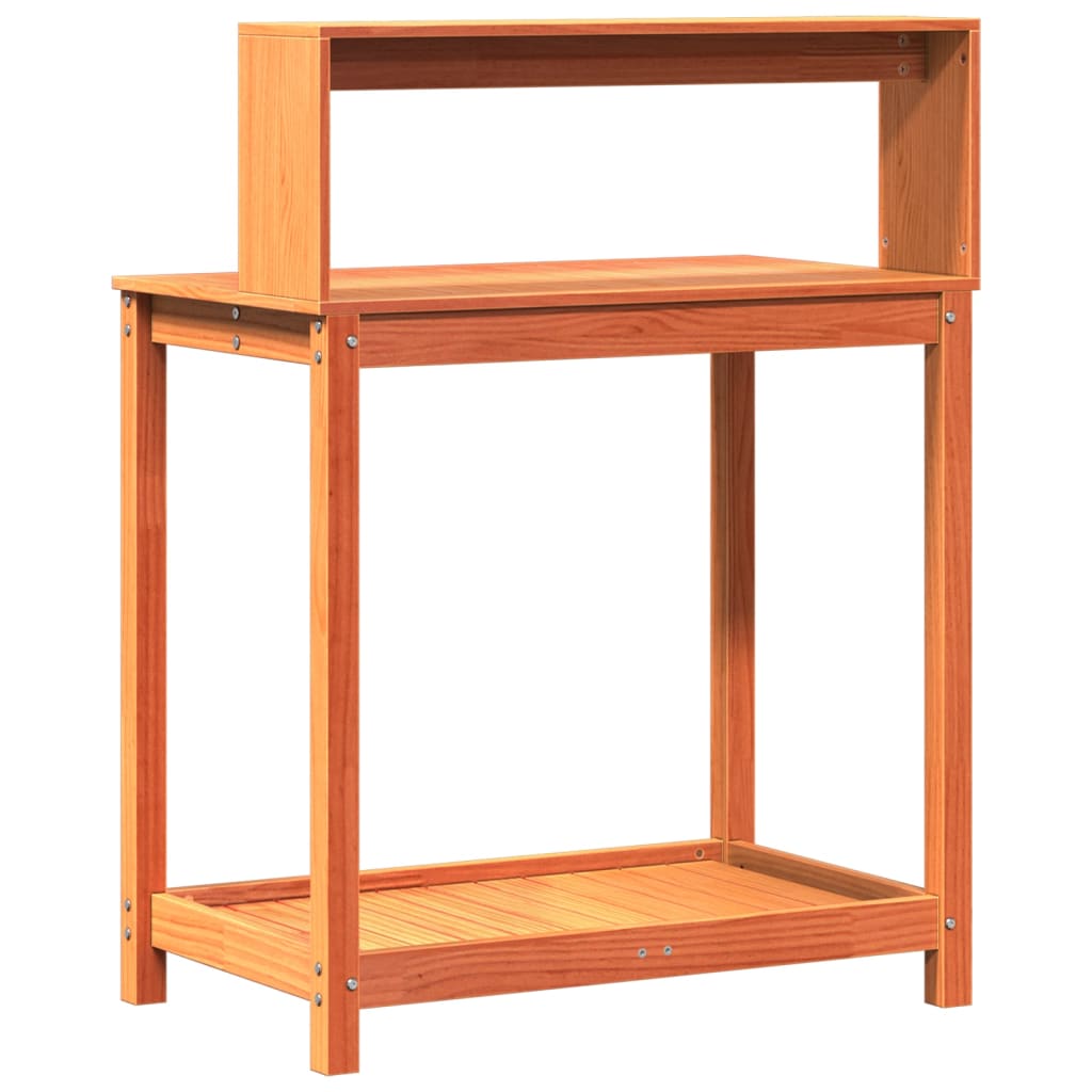 vidaXL Τραπέζι Κηπουρικής με Ράφια Καφέ 82,5x50x109,5 εκ. Μασίφ Πεύκο