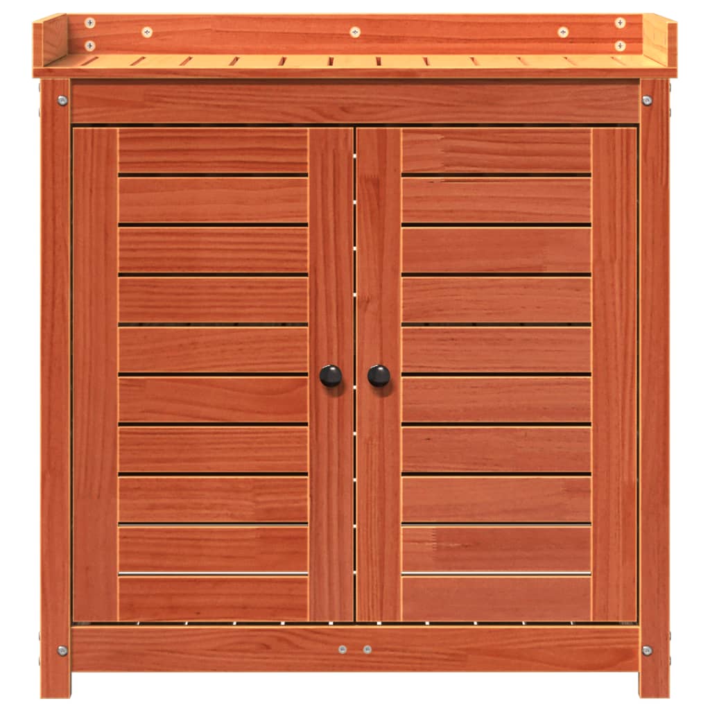 vidaXL Τραπέζι Κηπουρικής με Ράφια Καφέ 82,5x50x86,5 εκ. Μασίφ Πεύκο