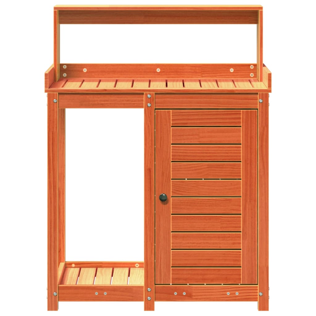 vidaXL Τραπέζι Κηπουρικής με Ράφια Καφέ 82,5x50x109,5 εκ. Μασίφ Πεύκο