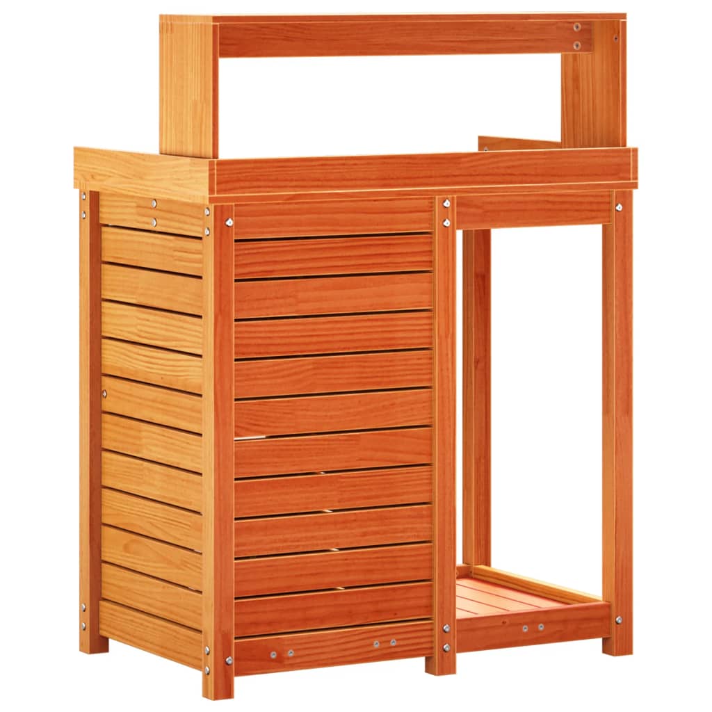 vidaXL Τραπέζι Κηπουρικής με Ράφια Καφέ 82,5x50x109,5 εκ. Μασίφ Πεύκο