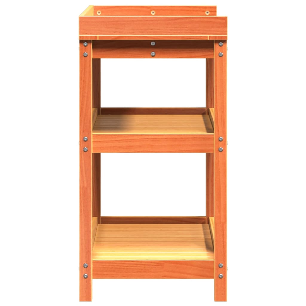 vidaXL Τραπέζι Κηπουρικής με Ράφια Καφέ 82,5x45x86,5 εκ. Μασίφ Πεύκο