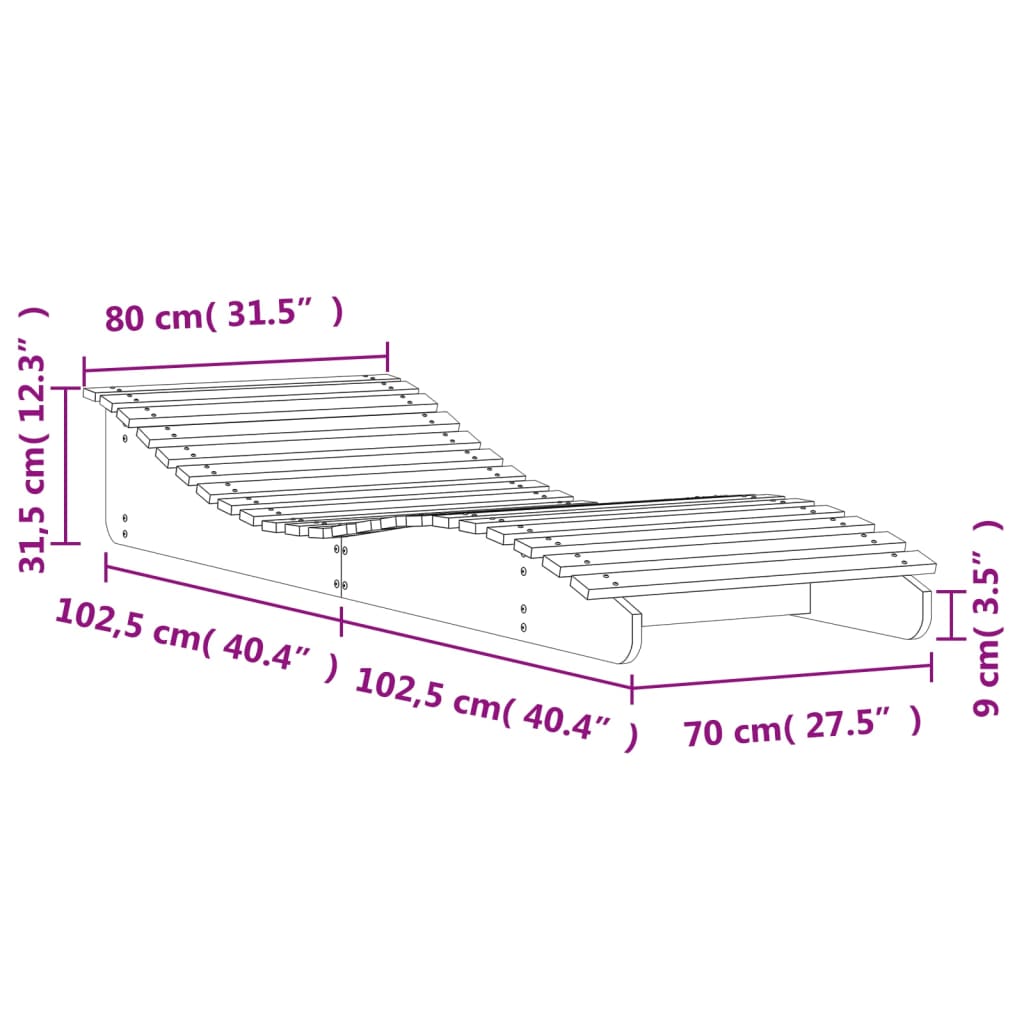 vidaXL Ξαπλώστρα Καφέ Κεριού 205x80x31,5 εκ. από Μασίφ Ξύλο Πεύκου