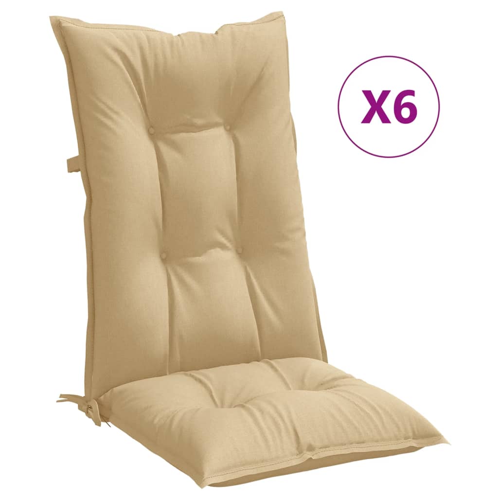 vidaXL Μαξιλάρια Καρέκλας με Πλάτη 6 τεμ. Μπεζ 120x50x7 εκ. Ύφασμα