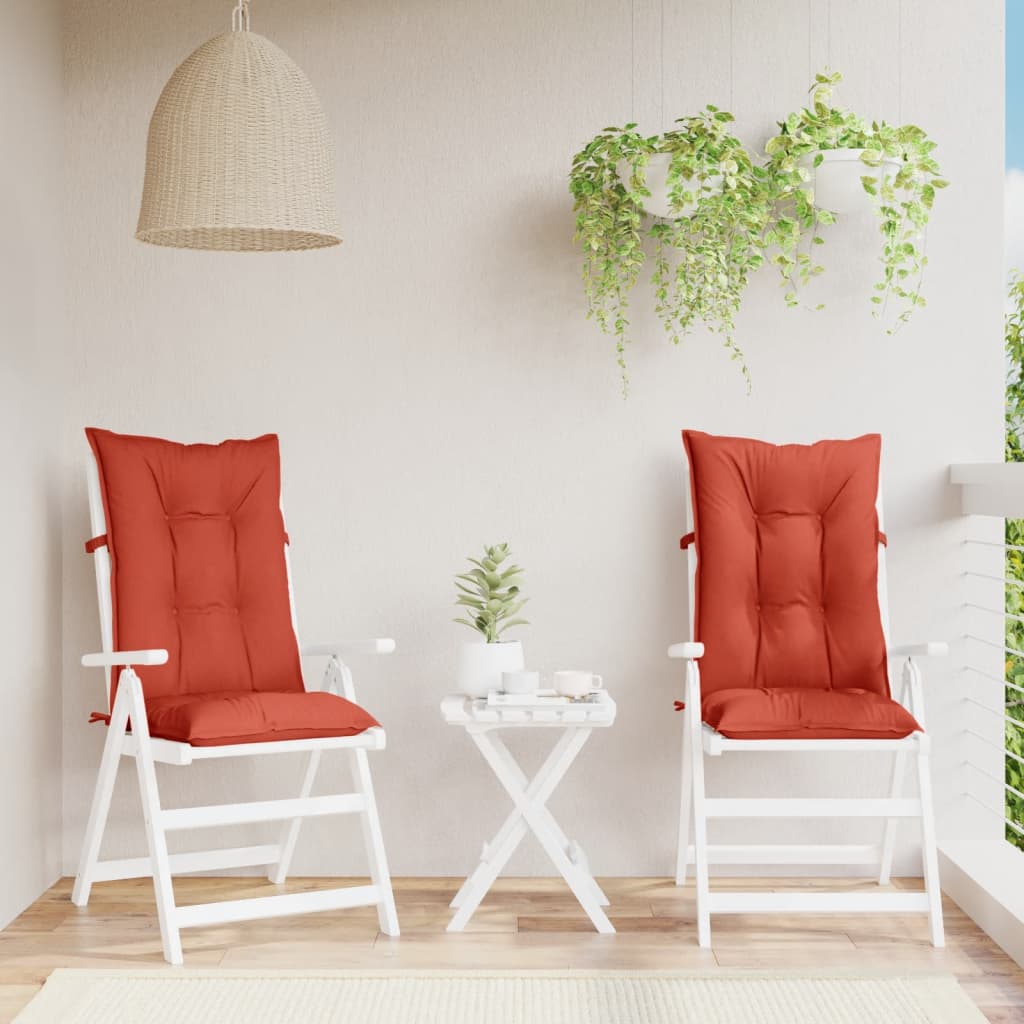 vidaXL Μαξιλάρια Καρέκλας Κήπου Πλάτη 2τεμ Κόκκινο 120x50x7 εκ. Ύφασμα