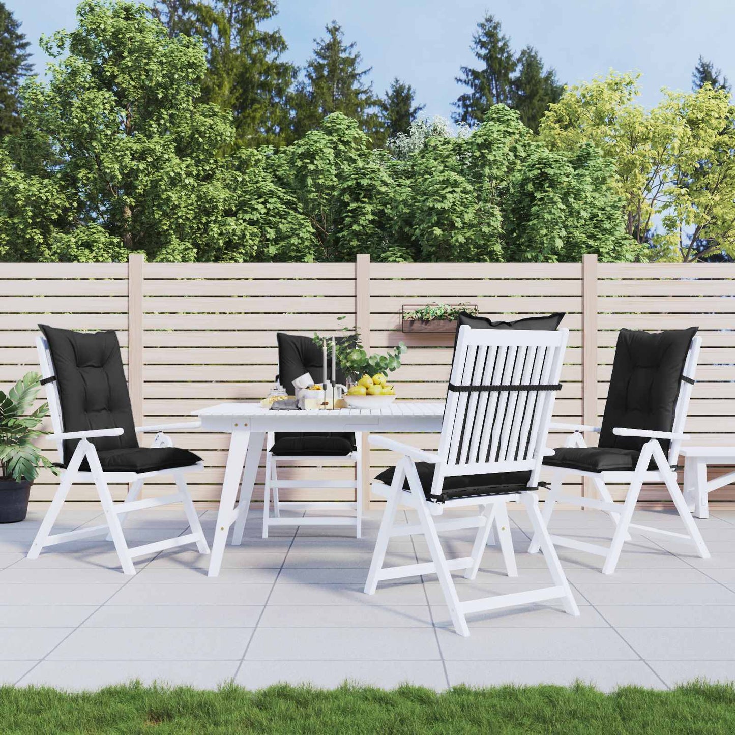 vidaXL Σέτ Μαξιλαριών Καρέκλας Υψηλής Πλάτης 4 pcs Μελανζ Μαύρο
