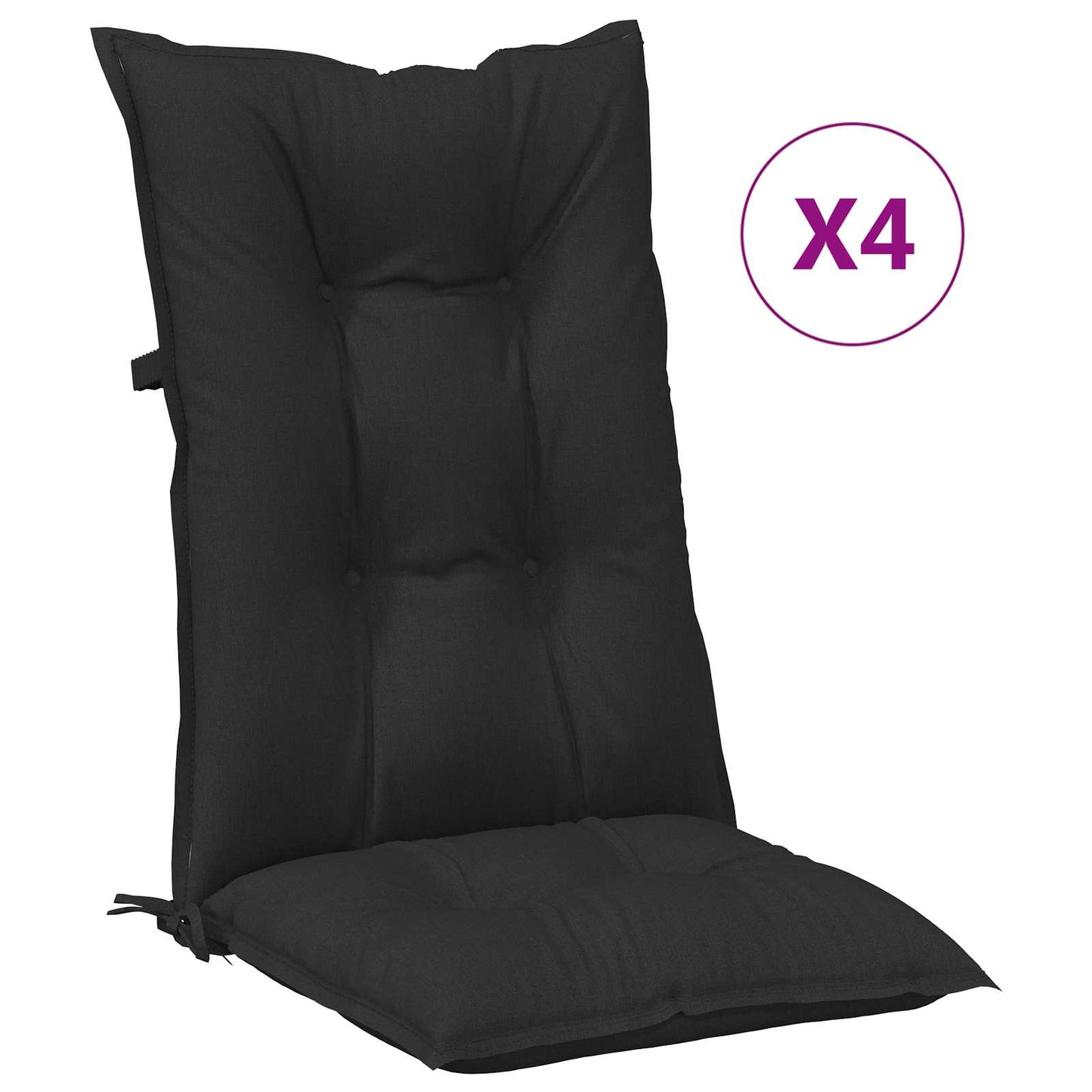 vidaXL Σέτ Μαξιλαριών Καρέκλας Υψηλής Πλάτης 4 pcs Μελανζ Μαύρο