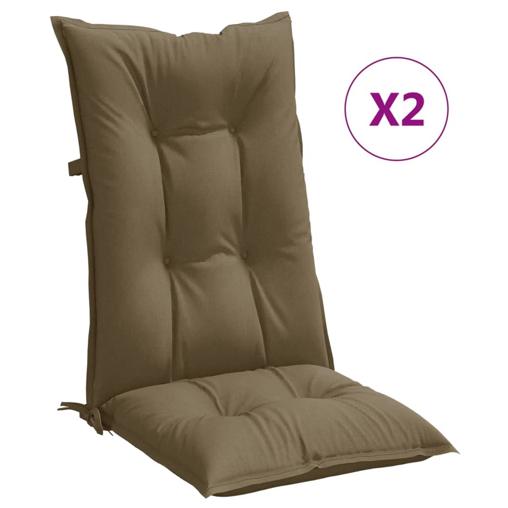 vidaXL Μαξιλάρια Καρέκλας Κήπου Πλάτη 2τεμ Taupe 120x50x7 εκ. Ύφασμα