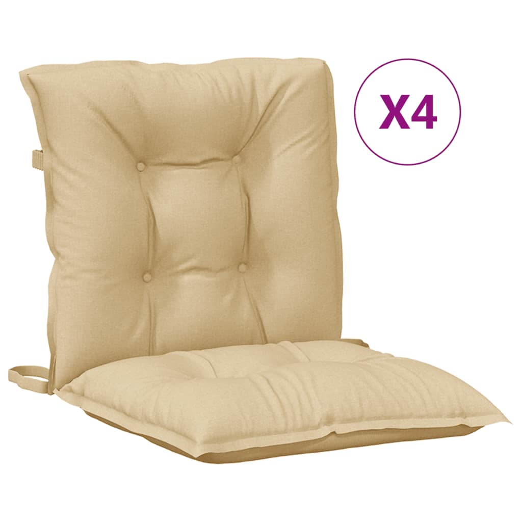 vidaXL Μαξιλάρια Καρέκλας με Πλάτη 4 τεμ. Μπεζ 100x50x7εκ. Ύφασμα