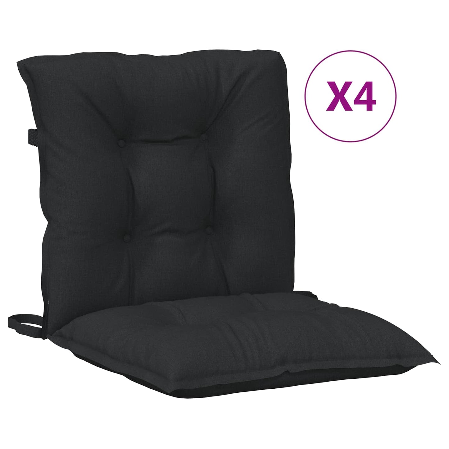 vidaXL Σετ Μαξιλαριών για Χαμηλή Πολυθρόνα 4 pcs Μελανζέ Μαύρο