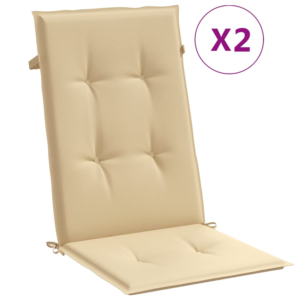 vidaXL Μαξιλάρια Καρέκλας με Πλάτη 2 τεμ. Μπεζ 120x50x7 εκ. Ύφασμα