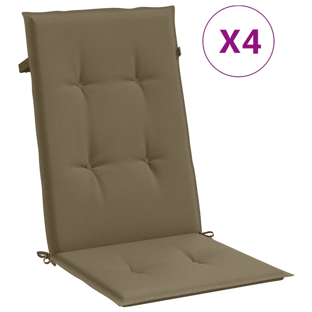 vidaXL Μαξιλάρια Καρέκλας Κήπου Πλάτη 4τεμ Taupe 120x50x4 εκ. Ύφασμα