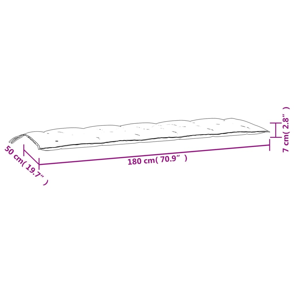vidaXL Μαξιλάρι Πάγκου Κήπου Μπεζ Μελανζέ 180x50x7 εκ. Ύφασμα