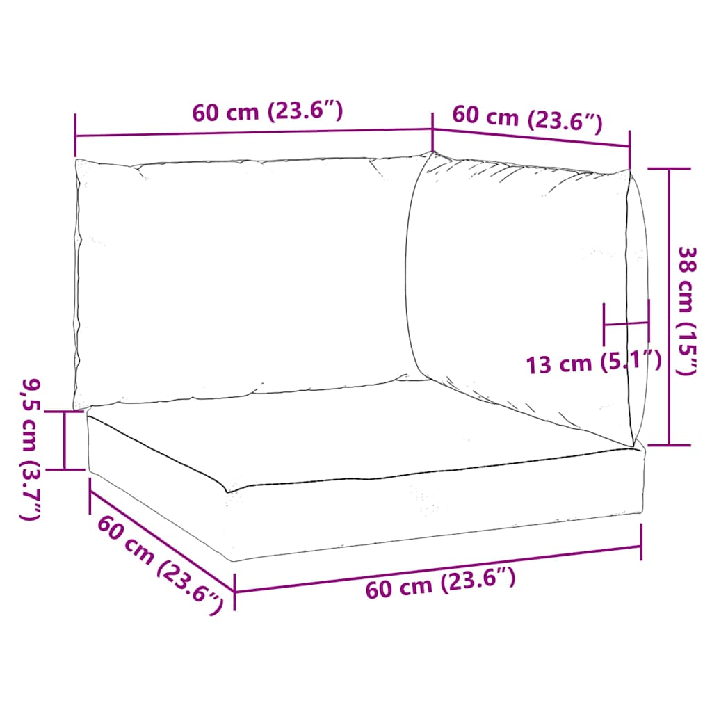 vidaXL Μαξιλάρια Παλέτας 3 τεμ. Μπλε Μελανζέ Υφασμάτινα
