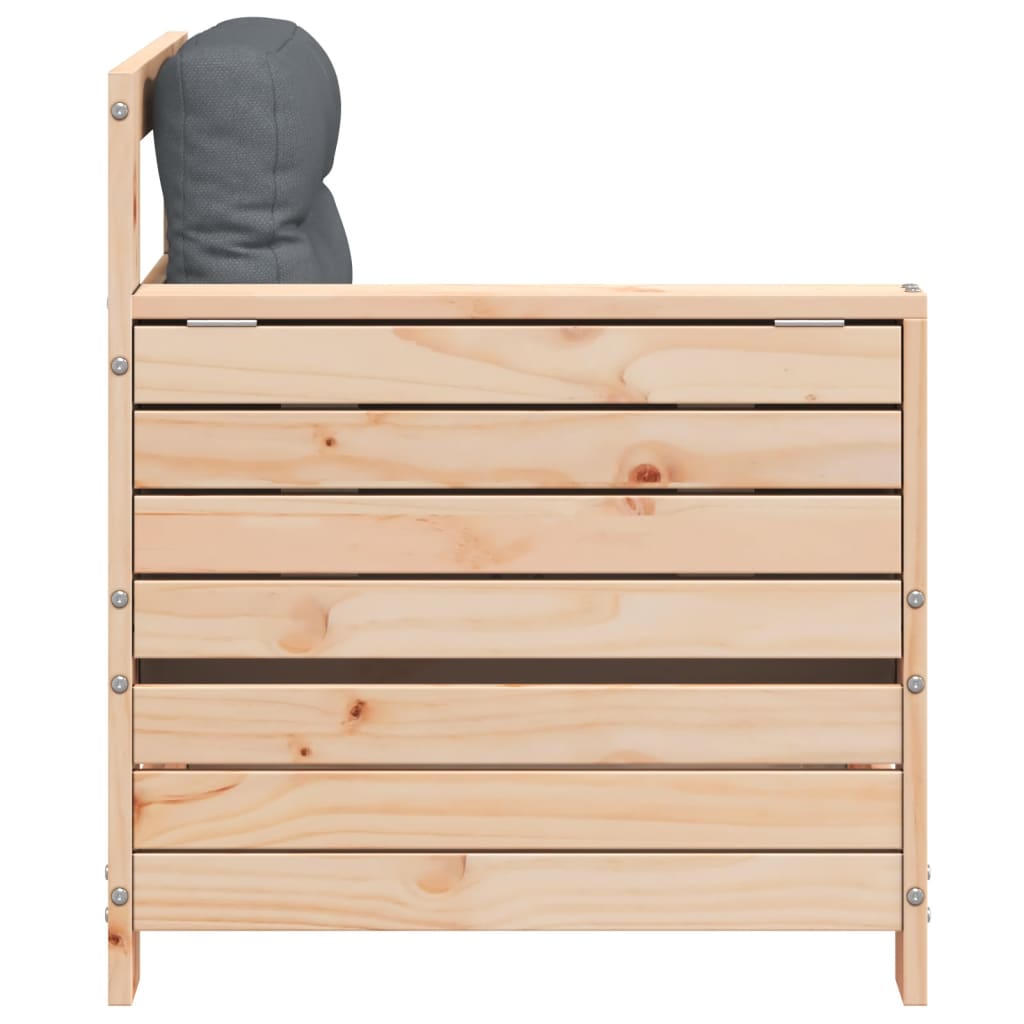 vidaXL Καναπές Κήπου με Μπράτσα από Μασίφ Ξύλο Πεύκου με Μαξιλάρι