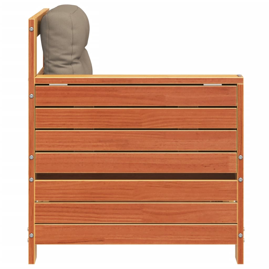 vidaXL Καναπές Κήπου Χωρίς Μπράτσα Καφέ Κεριού Μασίφ Πεύκο με Μαξιλάρι