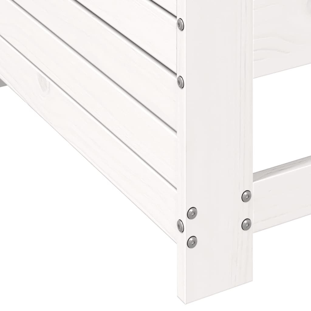 vidaXL Καναπές Κήπου με Μπράτσα Λευκό Μασίφ Ξύλο Πεύκου με Μαξιλάρι