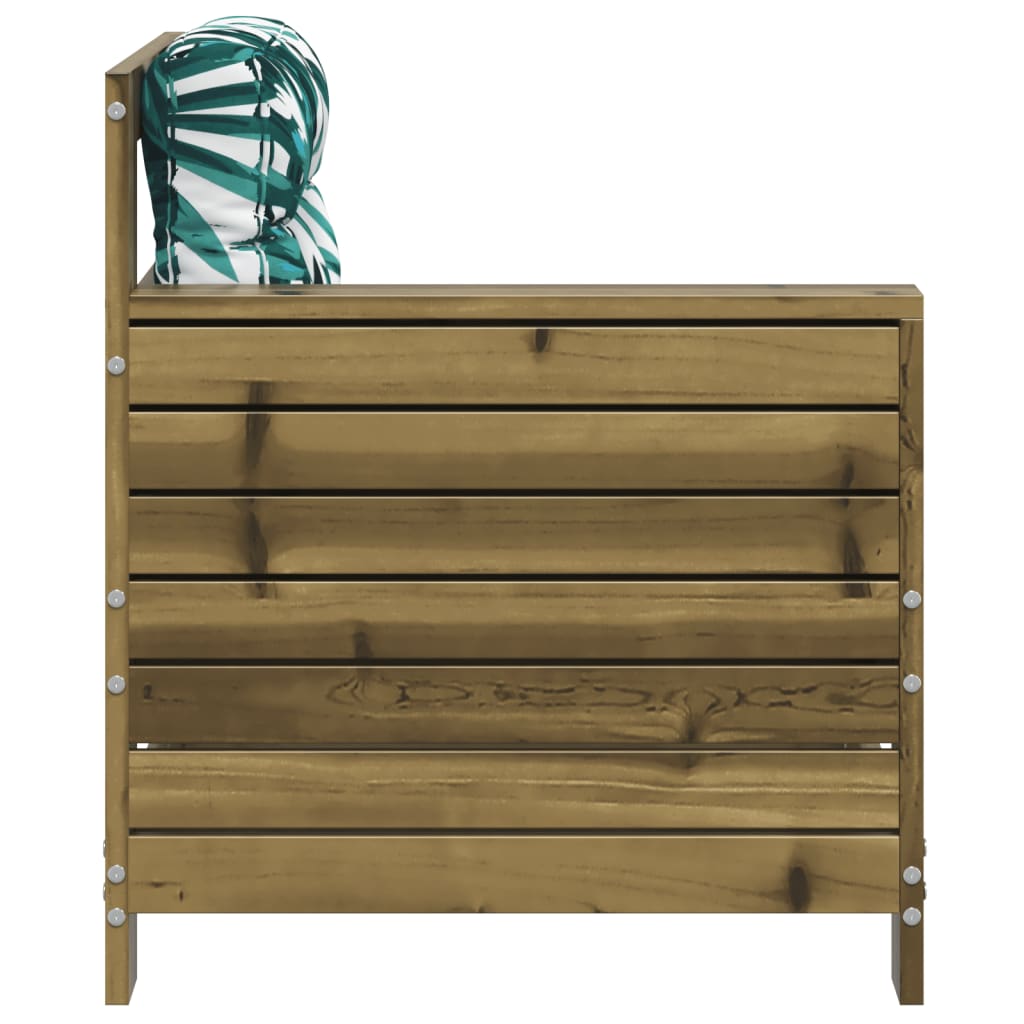 vidaXL Καναπές Κήπου με Μπράτσο Εμποτισμένο Ξύλο Πεύκου με Μαξιλάρι