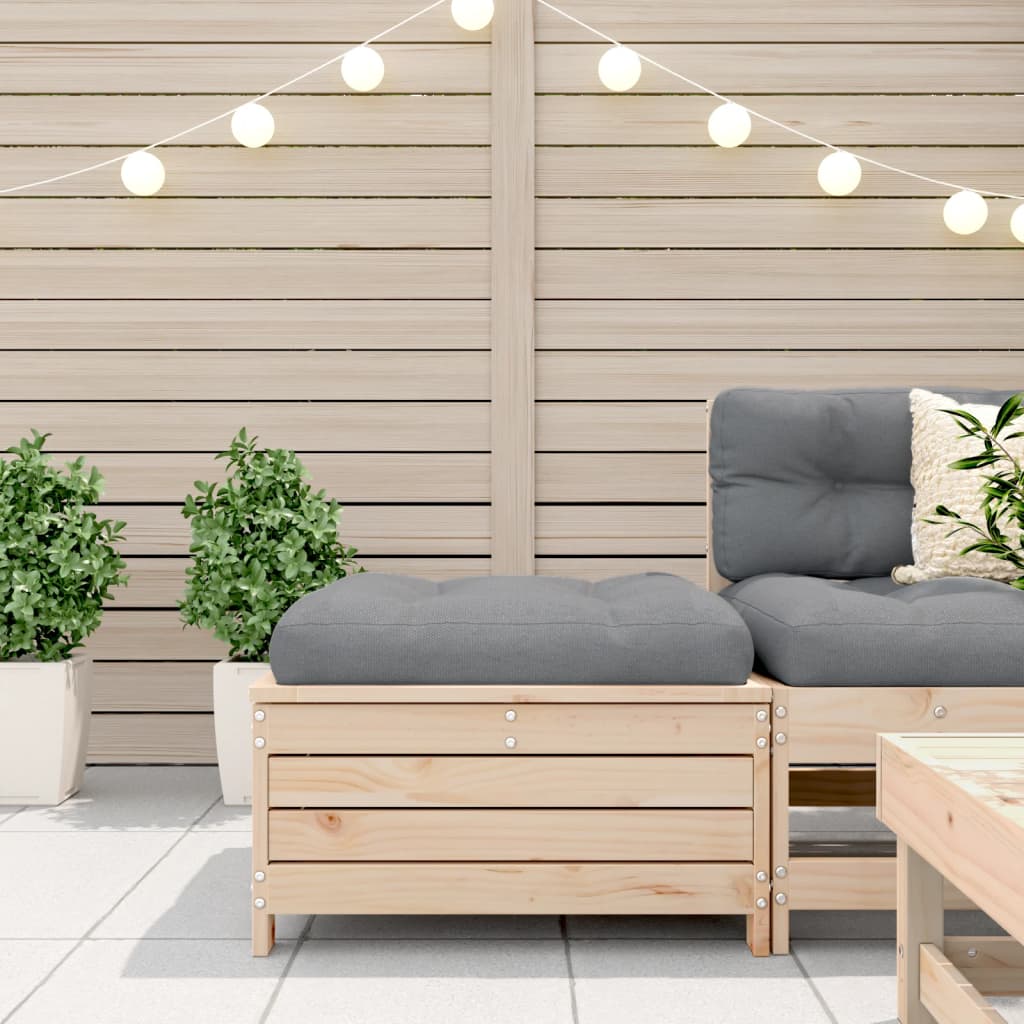 vidaXL Υποπόδιο Κήπου από Μασίφ Ξύλο Πεύκου με Μαξιλάρι