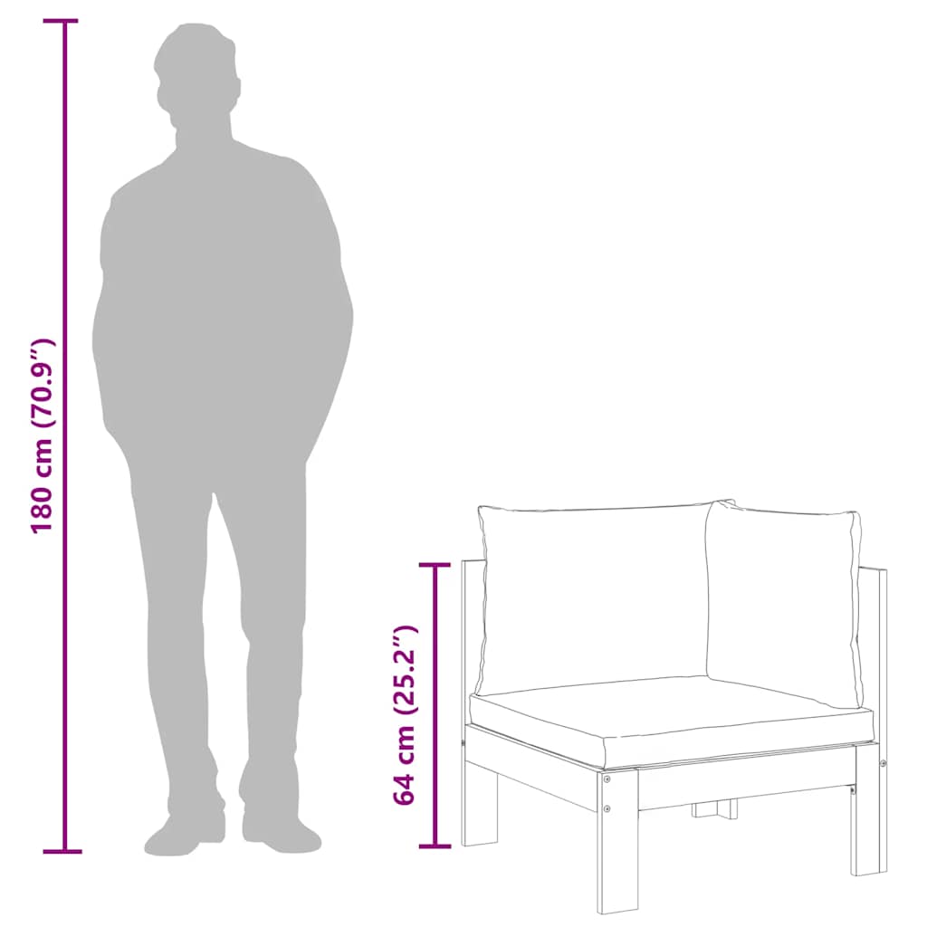 vidaXL Καναπές Κήπου Γωνιακός Μασίφ Ξύλο Ακακίας με Μαξιλάρια