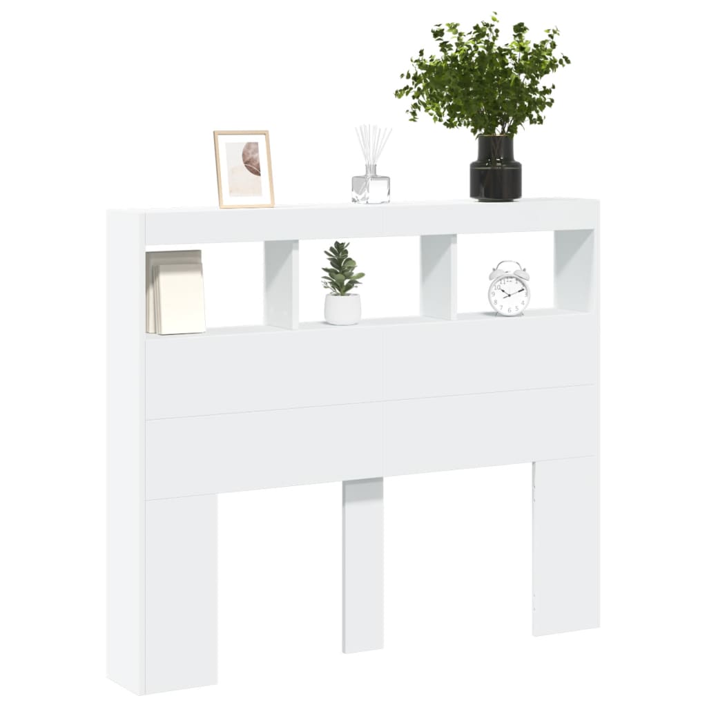 vidaXL Κεφαλάρι με Αποθηκευτικό Χώρο και LED Λευκό 120 x 17 x 102 εκ.