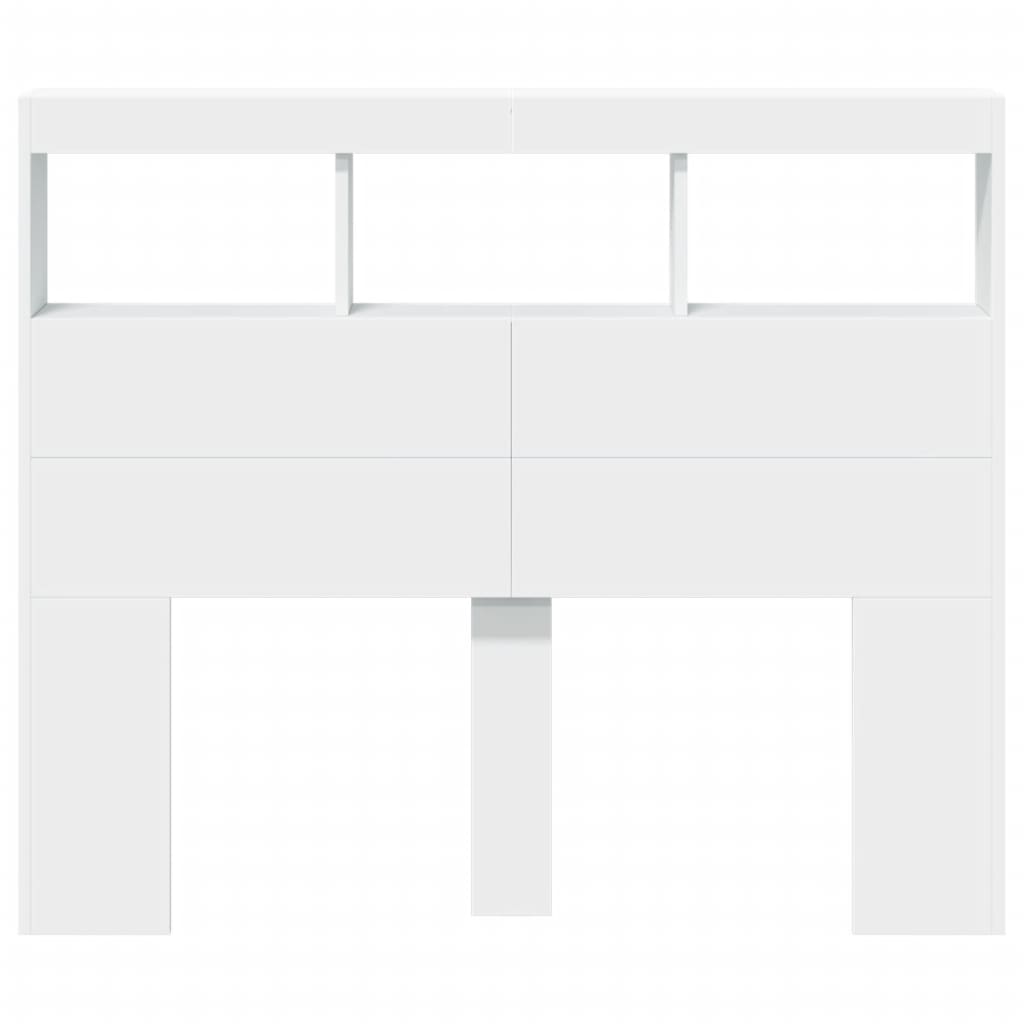 vidaXL Κεφαλάρι με Αποθηκευτικό Χώρο και LED Λευκό 120 x 17 x 102 εκ.