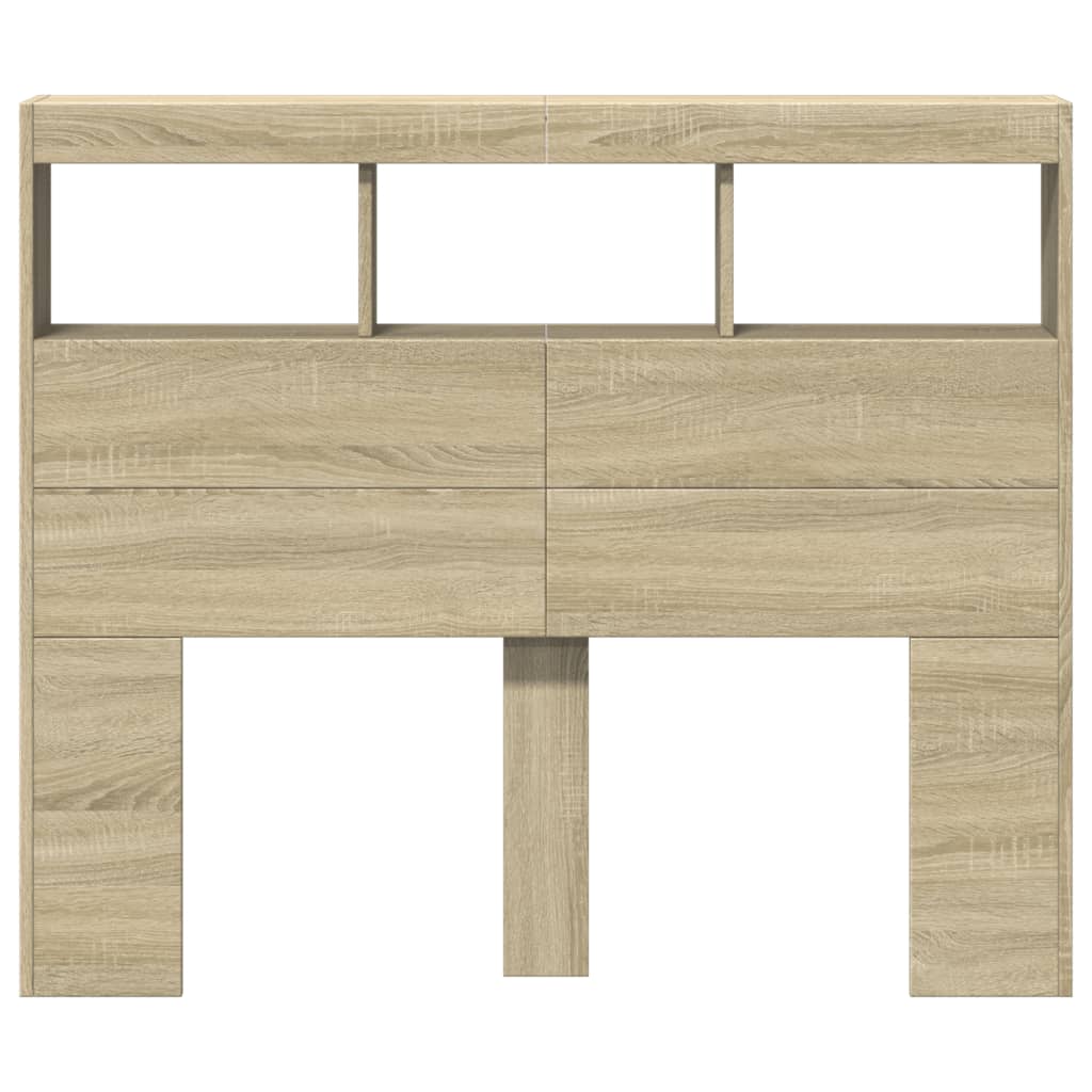 vidaXL Κεφαλάρι με Αποθηκευτικό Χώρο & LED Sonoma Δρυς 120x17x102 εκ.