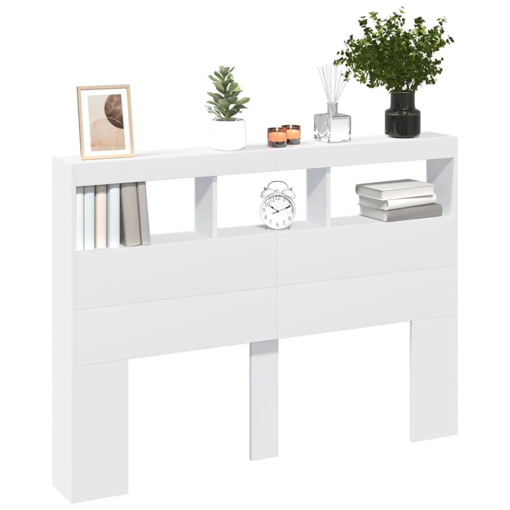 vidaXL Κεφαλάρι με Αποθηκευτικό Χώρο και LED Λευκό 140 x 17 x 102 εκ.