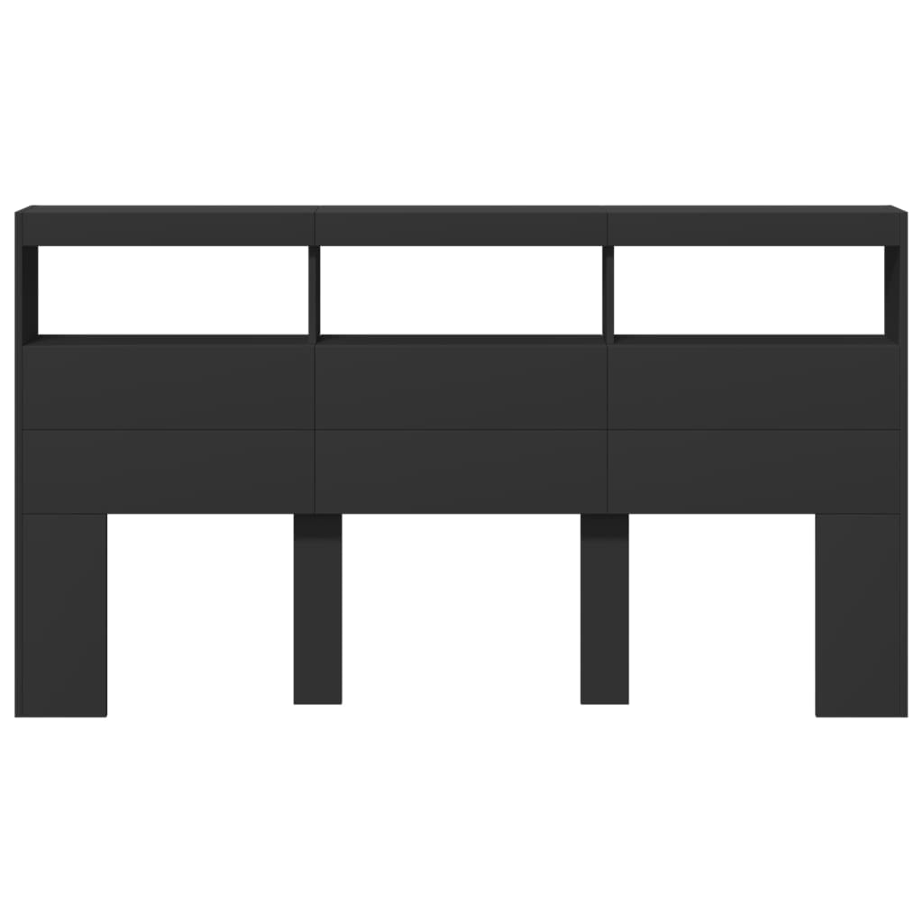 vidaXL Κεφαλάρι με Αποθηκευτικό Χώρο και LED Μαύρο 180 x 17 x 102 εκ.