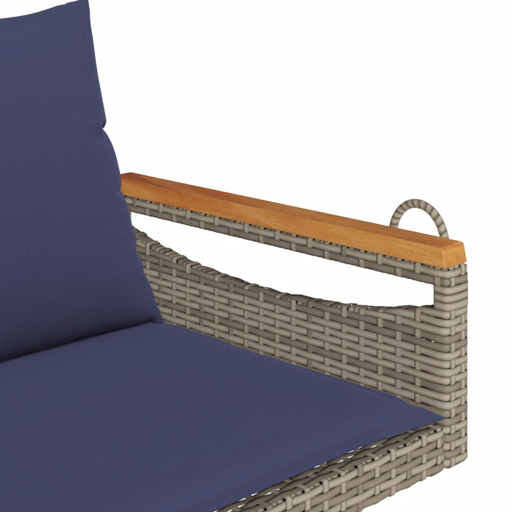 vidaXL Παγκάκι Κουνιστό Γκρι 109x62x40εκ. Συνθετικό Ρατάν με Μαξιλάρια