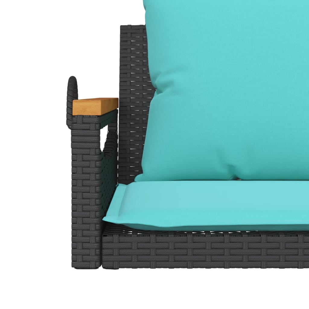 vidaXL Παγκάκι Κούνια Γκρι 109x62x40 εκ. Συνθετικό Ρατάν με Μαξιλάρια