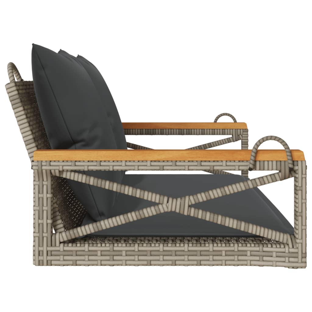 vidaXL Παγκάκι Κουνιστό Γκρι 109x62x40εκ. Συνθετικό Ρατάν με Μαξιλάρια