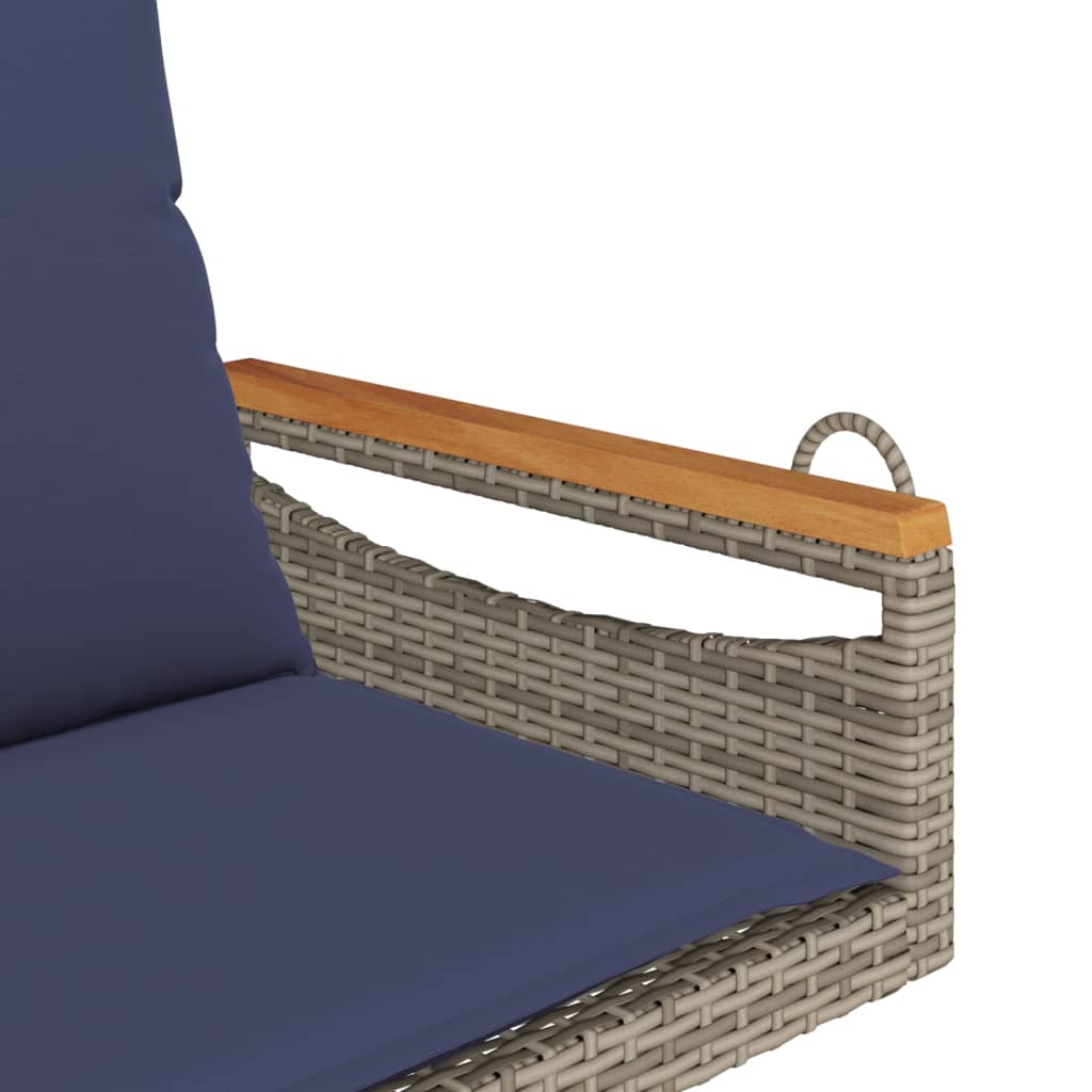 vidaXL Παγκάκι Κουνιστό Γκρι 63x62x40 εκ. Συνθετικό Ρατάν με Μαξιλάρια