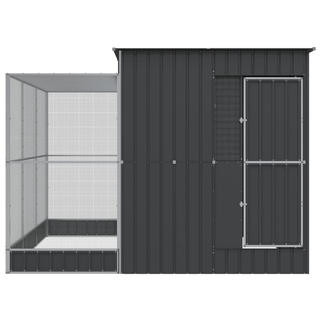 vidaXL Πτηνοθήκη με Προέκταση Ασημί 290x303x216 εκ. από Ατσάλι