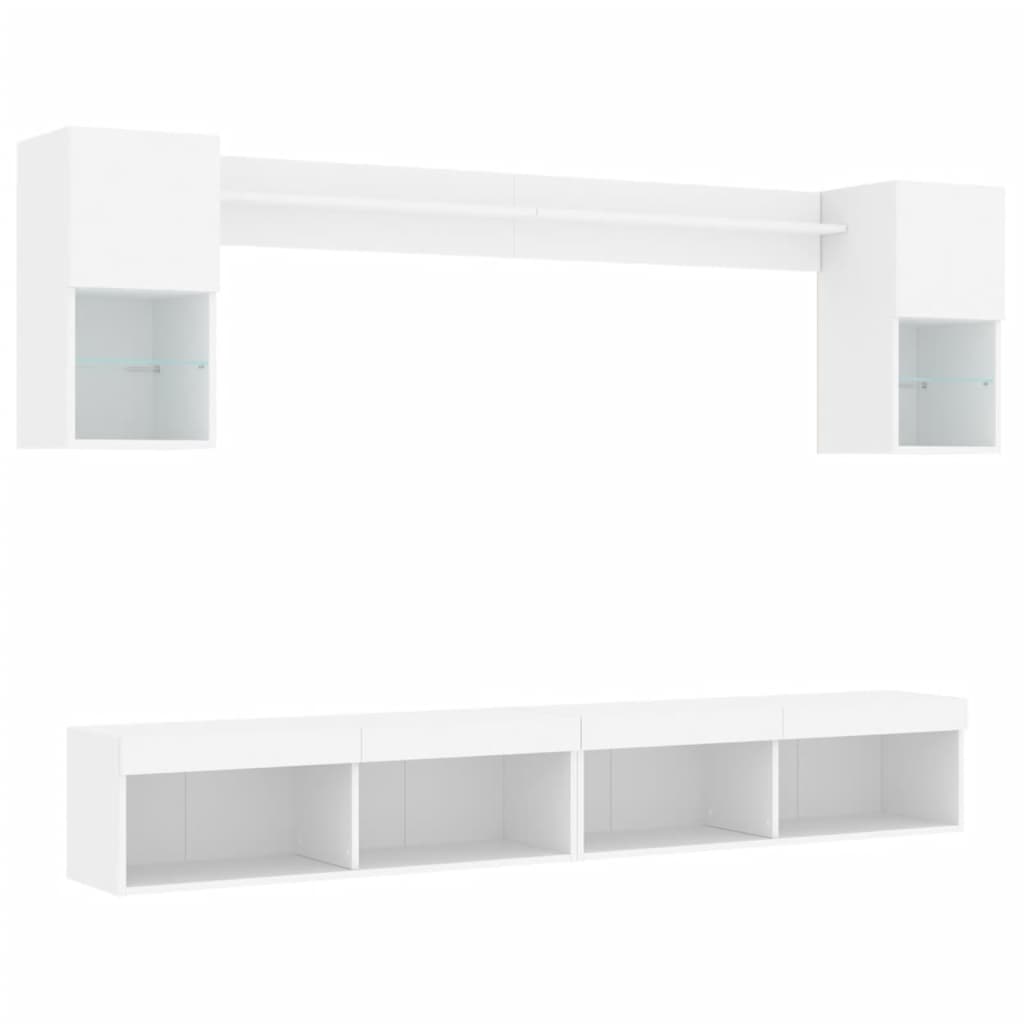 vidaXL Έπιπλα Τοίχου Τηλεόρασης 6 τεμ LED Λευκά από Επεξεργασμένο Ξύλο
