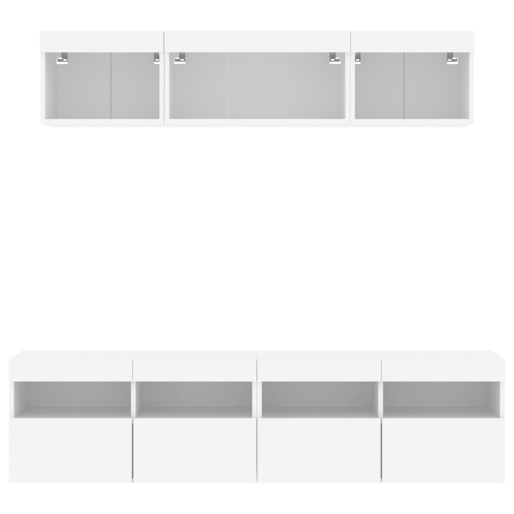 vidaXL Έπιπλα Τοίχου Τηλεόρασης 5 τεμ LED Λευκά από Επεξεργασμένο Ξύλο