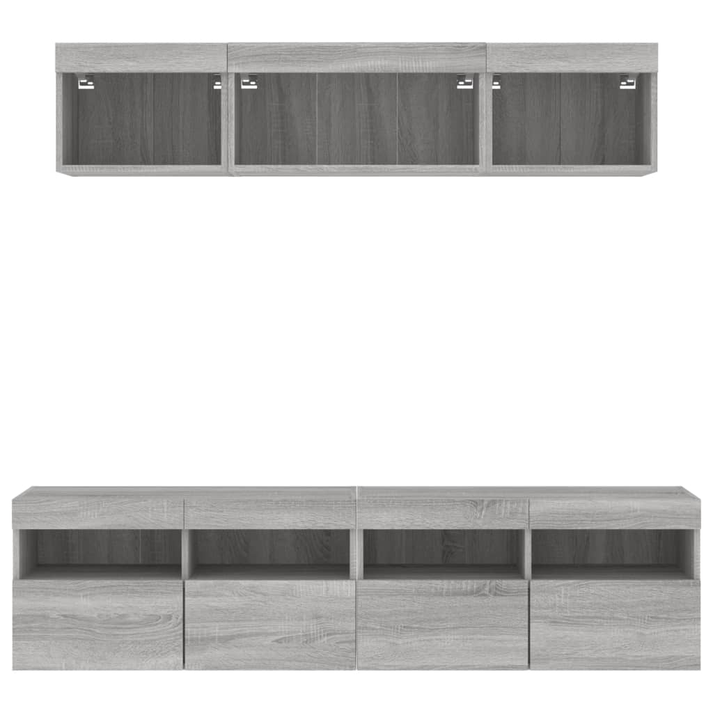 vidaXL Έπιπλα Τοίχου Τηλεόρασης 5 τεμ. LED Γκρι Sonoma από Επεξ. Ξύλο