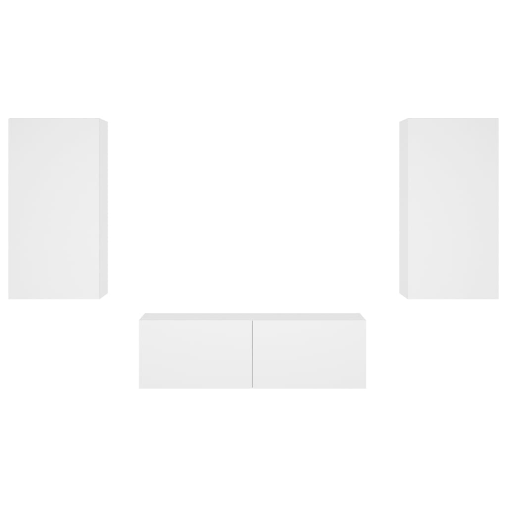 vidaXL Ντουλάπια Τηλεόρασης Τοίχου 3 Τεμ. με Φώτα LED Λευκά