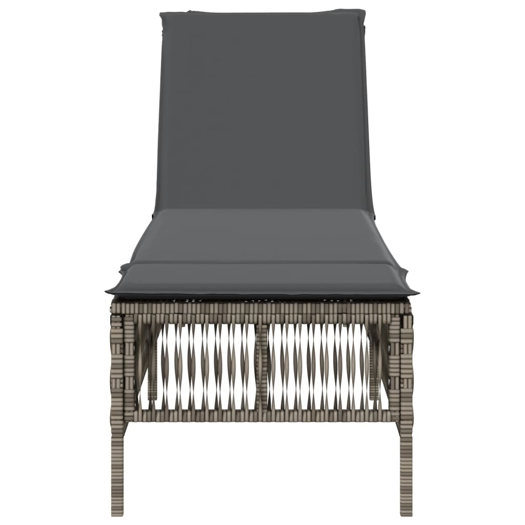 vidaXL Ξαπλώστρα με Μαξιλάρι Γκρι από Συνθετικό Ρατάν