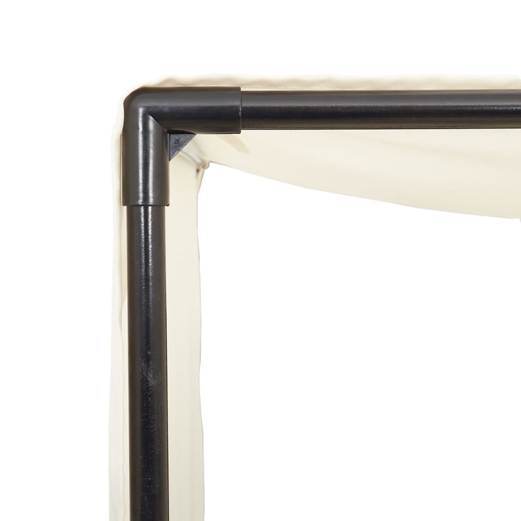 vidaXL Ξαπλώστρα Διπλή Μπεζ από Συνθετικό Ρατάν με Οροφή / Κουρτίνες