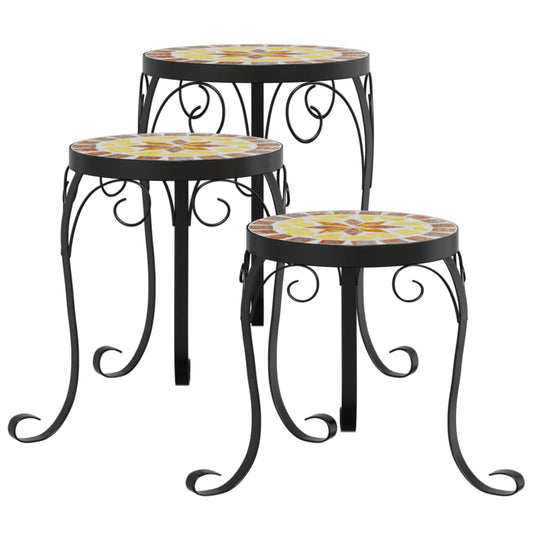 vidaXL Ανθοστήλες 3 τεμ. Τερακότα /Λευκά Κεραμικά