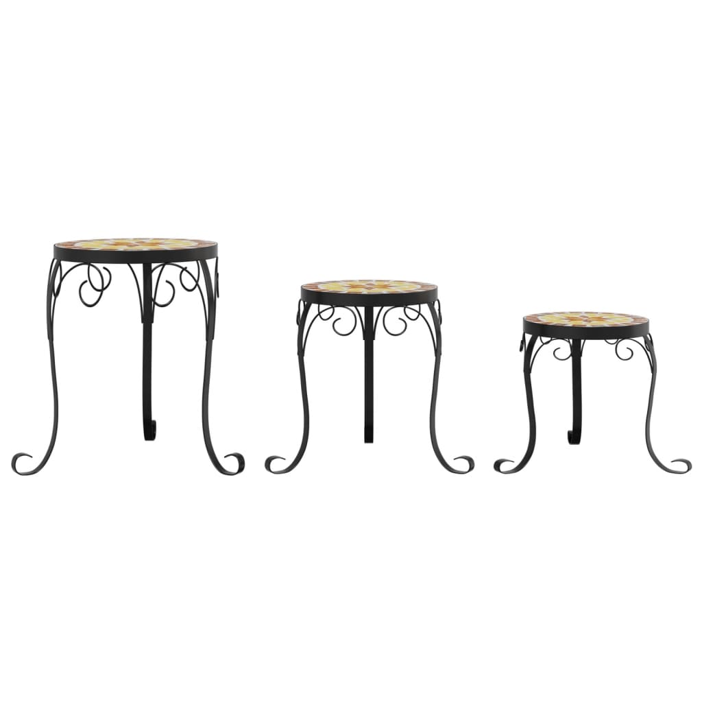 vidaXL Ανθοστήλες 3 τεμ. Τερακότα /Λευκά Κεραμικά