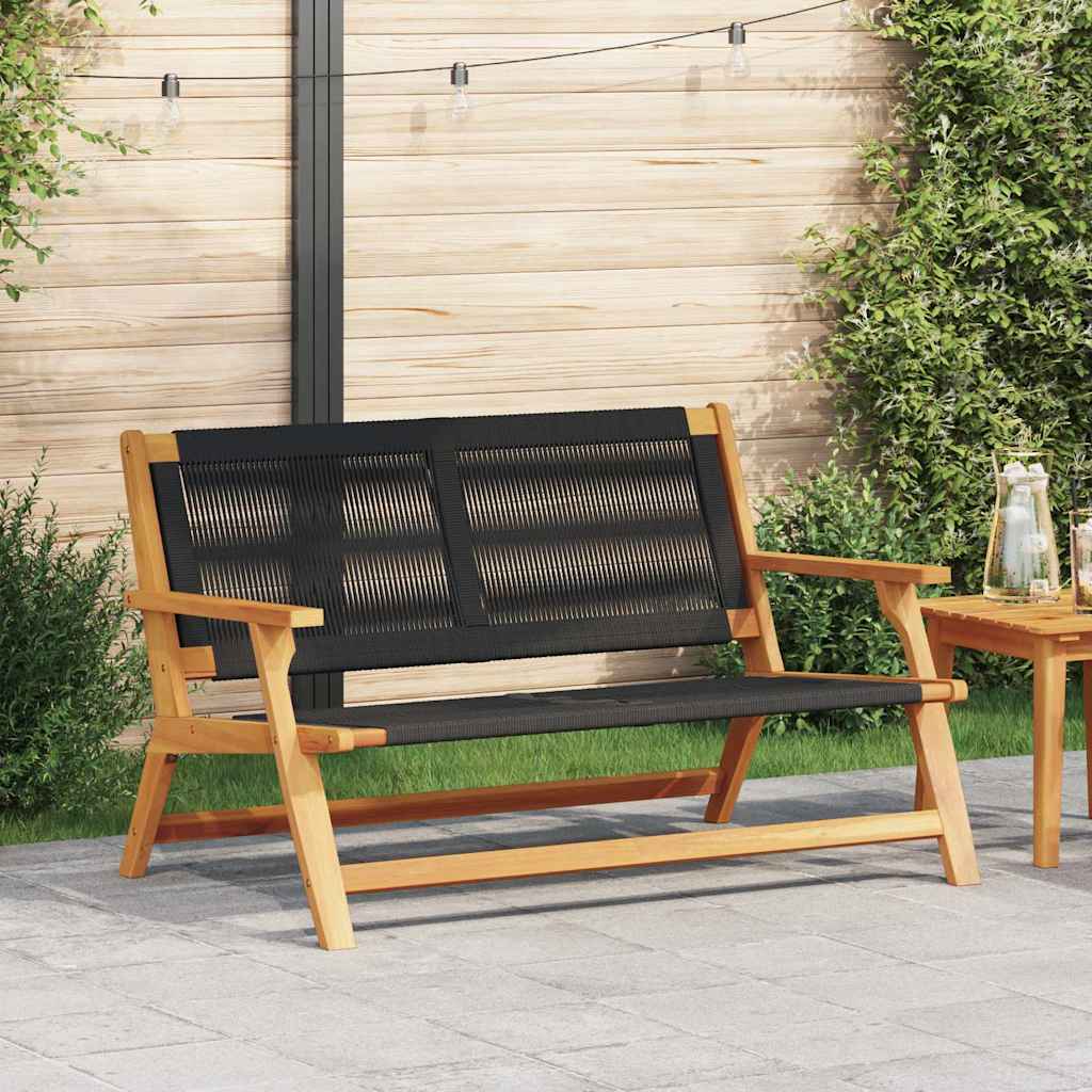 vidaXL Πάγκος Κήπου Μαύρος 76x122x73 εκ. Μασίφ Ξύλο Ακακίας