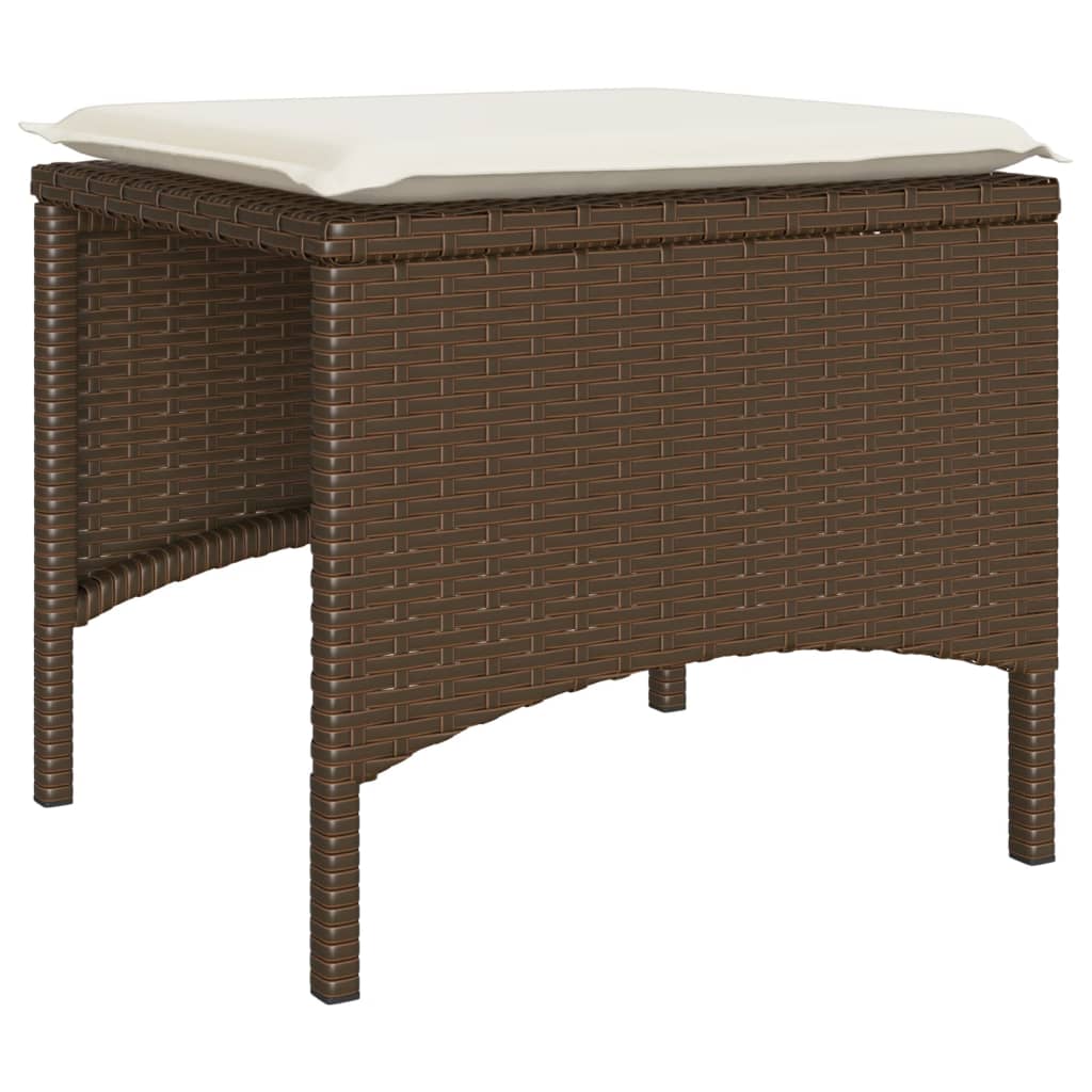 vidaXL Καναπές Κήπου Διθέσιος με Τραπέζι & Σκαμπό Καφέ Συνθ. Ρατάν