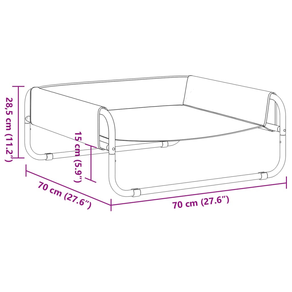 vidaXL Κρεβάτι Σκύλου Υπερυψωμένο Ανθρακί από Ύφασμα Oxford και Ατσάλι