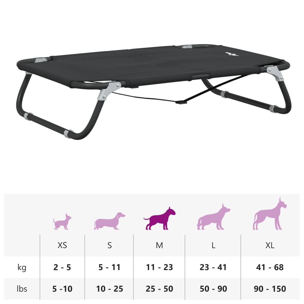 vidaXL Κρεβάτι Σκύλου Πτυσσόμενο Ανθρακί Ύφασμα Oxford και Ατσάλι